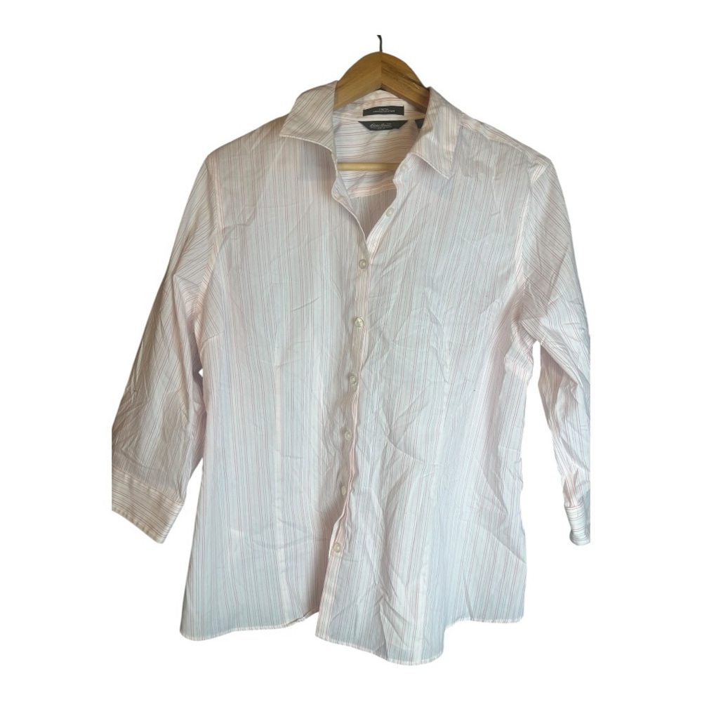 Eddie Bauer Women’s XL Button Down Shirt Bundle Light Green and Pink Stretch - Picture 2 of 10